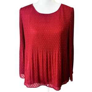Max Studio Jaquard Red Flare Sleeve Blouse Size M